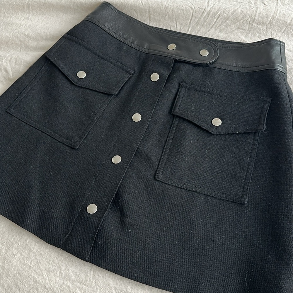 The Kooples Wool and Leather Mini Skirt